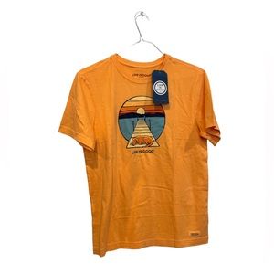 Life is Good. Men's Lake Dog Crusher-Lite Tee, Orange‎ NEW with Tag Size Small